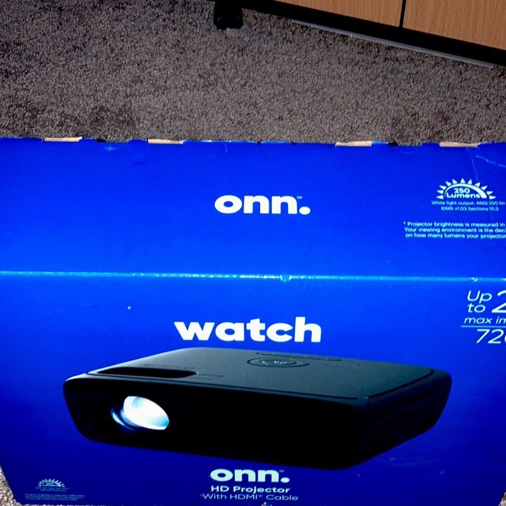 Onn 720p Home Theater Projector + 6’ HDMI Cable